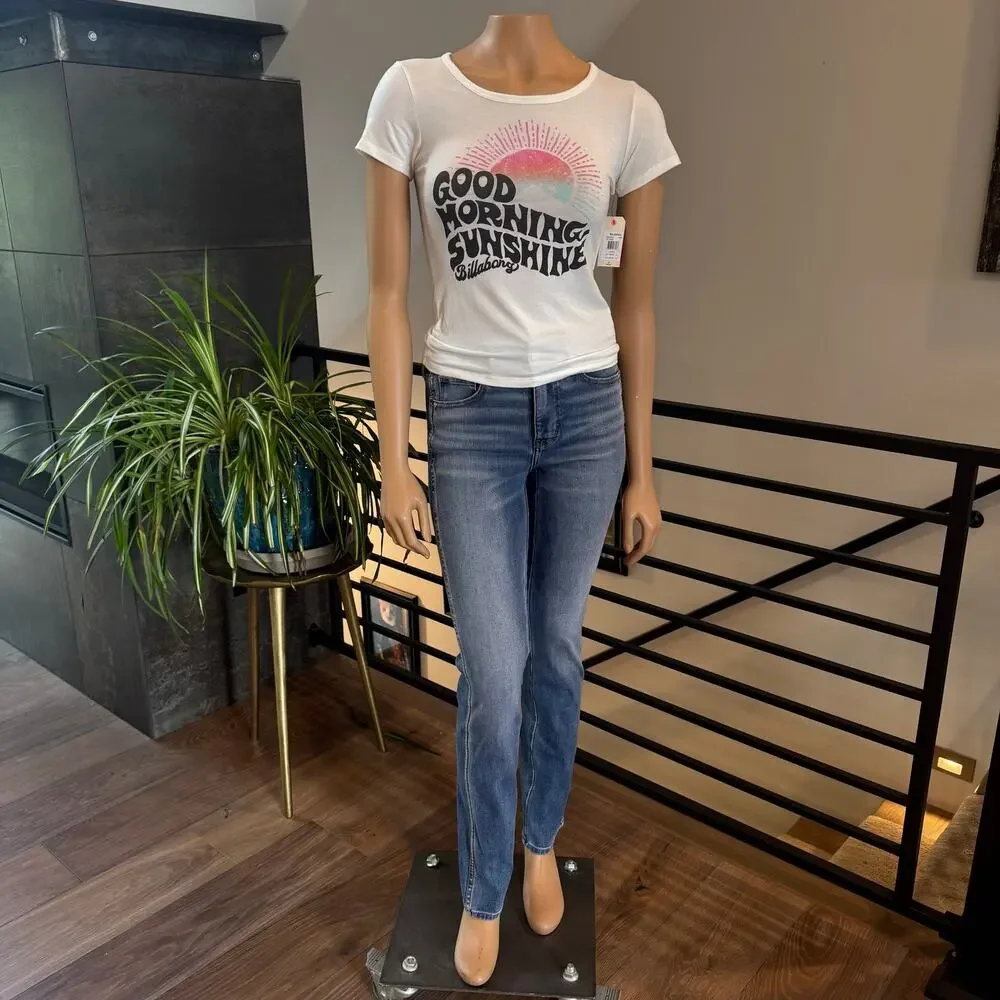 NWT Billabong Girls Good Morning Sunshine Graphic Tee Size L 14/16 Cool Whip